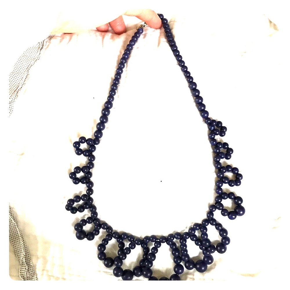 J Crew navy beaded necklace